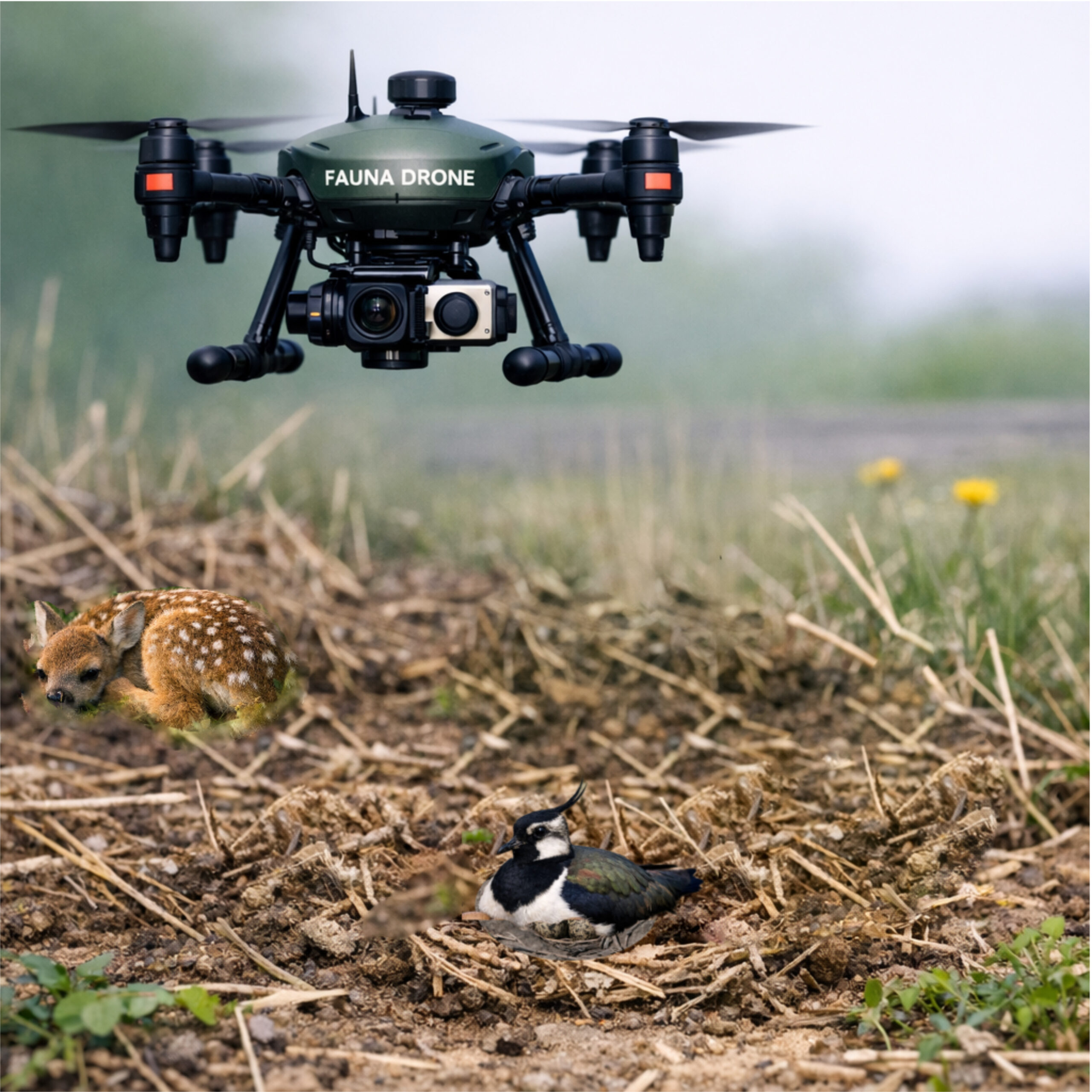 Drone lokaliseert reekalf en kievit